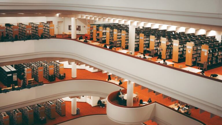 A spacious modern library in Toronto showcasing architectural design.